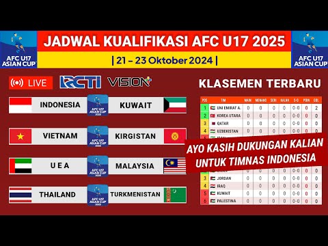 Jadwal Timnas Indonesia vs Kuwait - Kualifikasi Piala Asia U17 2025 & Klasemen Terbaru