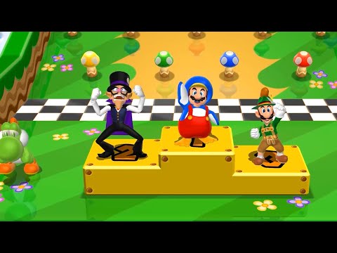 Minigames Collection - Lucky day of Penguin Mario vs Luigi vs Yoshi vs Waluigi  | Mario Party 9