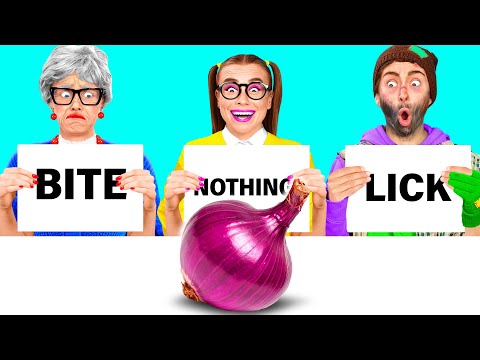 Bite, Lick or Nothing Challenge | Funny Food War by BaRaDa Challenge