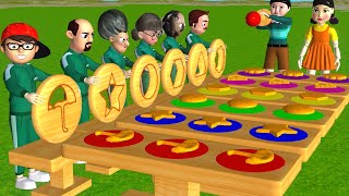 Scary Teacher 3D vs Squid Game Throwing Put in Key Lock Dalgona Candy Shapes Challenge Who's Boss