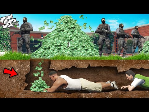 Franklin Hiding And Stealing Money Using Underground Tunnel in GTA 5!