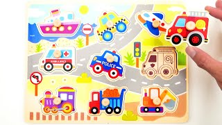 Learn Vehicles, Ambulance, Fire Truck with Activity Puzzle | Preschool Toddler Learning Video