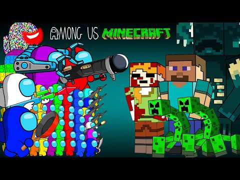 어몽어스 VS STEVE & ALEX & WARDEN ZOMBIE in Minecraft | Among Us Animation Zombie