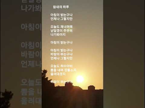 #참새의 하루    #송창식  #아침이 밝는구나 언제나 그렇지만.....    #이제는 졸립구나