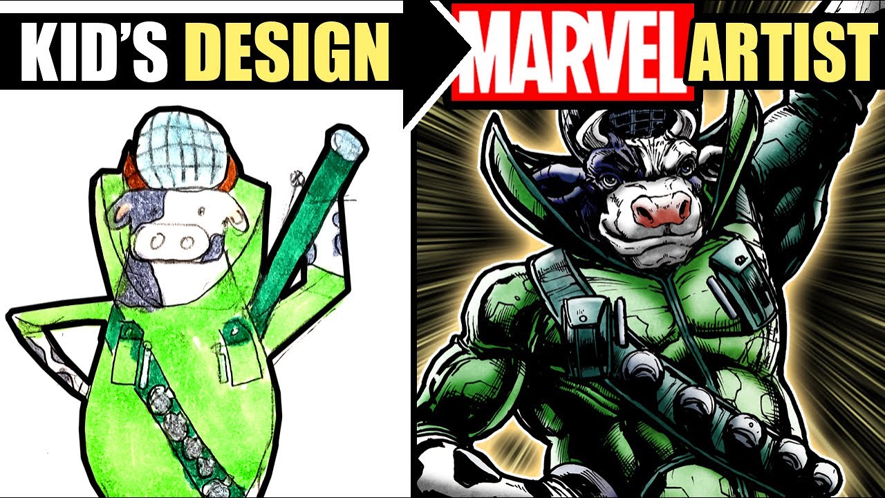 Kid's designs redrawn by a pro marvel artist! Part 17!