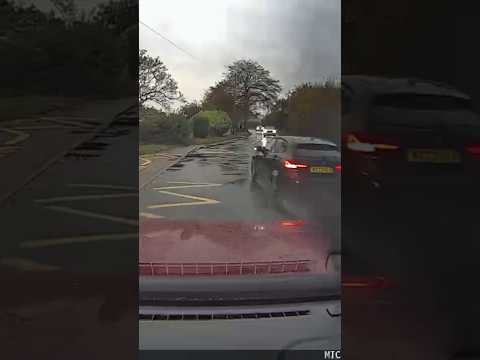 Car Driver Overtaking on a Bend Outside a School and in Poor Conditions #DashCam #Shorts #Driving