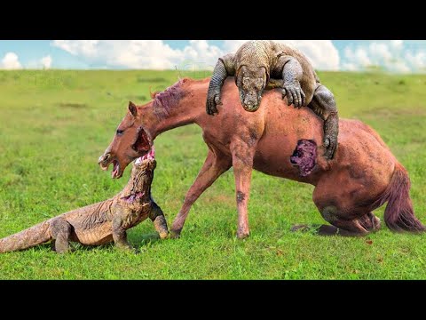 Komodo Dragon Hunts Wild Horses, What Are The Results? | Animal Fight