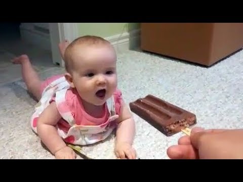 ADORABLE BABY GIRL sticks her tongue out as she looks at a Ice-Cream - FUNYY BABY Videos