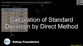 Calculation of S.D by Direct Method