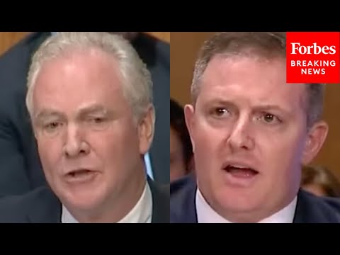YouTube video thumbnail: Chris Van Hollen Grills Nominee On Trump Family's Cryptocurrency Dealings With Gulf States