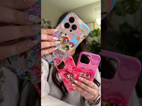 UNBOXING PHONE CASES I GOT FOR FREE (aka pr🙂‍↕️) 🩵🩷💚 #youtubeshorts #shorts #iphonecases