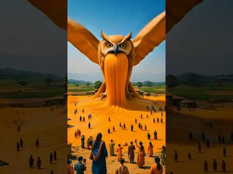 The owl doused the village with orange juice. #ai #birds #shorts