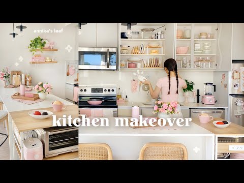 kitchen makeover vlog🍓 HUGE transformation, satisfying organization, retro decor, pinterest inspired