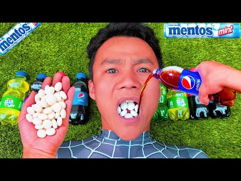 Coca Cola, Different Fanta, Mtn Dew, Pepsi, Sprite and mouth vs Mentos in Big Underground