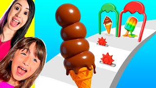 MONTE o SORVETE sem COCÔ para VENCER na CORRIDA do SORVETE! Stacky Ice Cream Runner