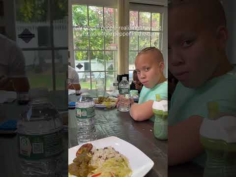 Realizing you just burst a pepper in your food!