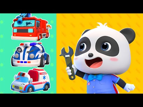 Let's Repair the Police Car Song | Monster Trucks | Nursery Rhyme & Kids Song | BabyBus - Cars World