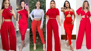 OUTFITS MODERNOS CON PRENDAS EN COLOR ROJO 2024/ MODA PARA CHICAS!!!