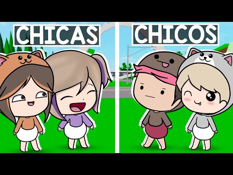 CHICOS VS CHICAS EN BROOKHAVEN ROBLOX !! LYNITA Y DANI BEBÉS