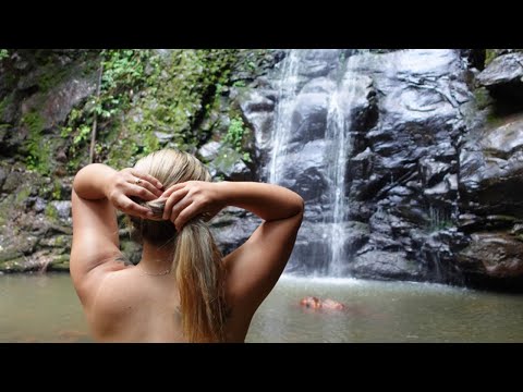 Relaxing by the waterfall and preparing a delicious lunch in the middle of nature