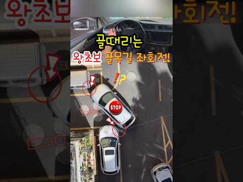 골때리는 왕초보 골목길 좌회전 Top1 크게 돌아서 벽기둥에 박는다!