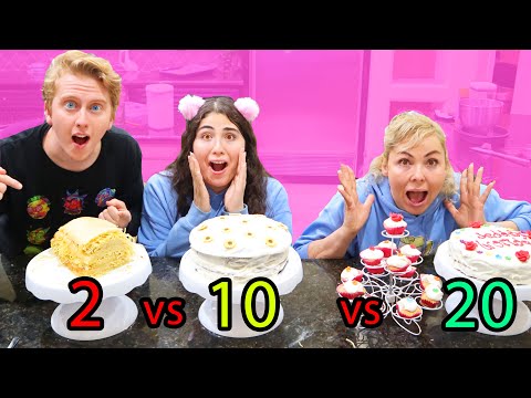 2 VS 10 VS 20 INGREDIENT CAKE CHALLENGE