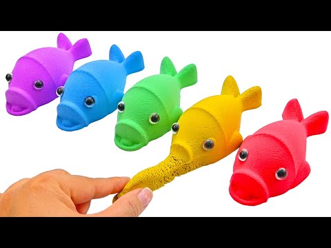 Satisfying Video l How to make rainbow Tench With Kinetic Sand Cutting ASMR