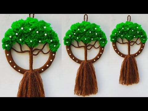 Beautiful Woolen Tree Wall Hanging Tutorial | Woolen Wall Hanging Craft Ideas