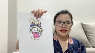Coloring a pink bunny with a hats  | Trang Coloring