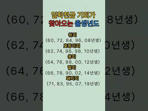일확천금 기회가 꼭 찾아오는 출생년도