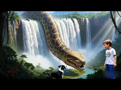 Giant anaconda at waterfall || snake video ||| snake story
