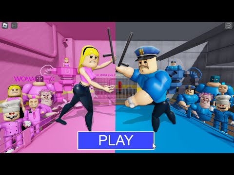 BARRY WOMAN Team Vs BARRY MAN Team in BARRY'S PRISON RUN! New Scary Obby (#Roblox)