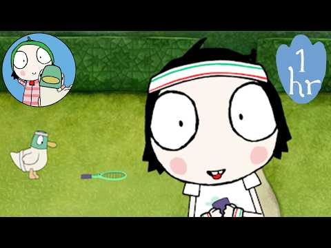 Sarah & Duck Learn to Play Doubles Tennis Outside + More Cartoons for Kids
