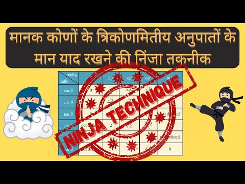 मानक कोणों के त्रिकोणमितीय अनुपातों का मान याद करने की निनज तकनीक ( ninja technique)