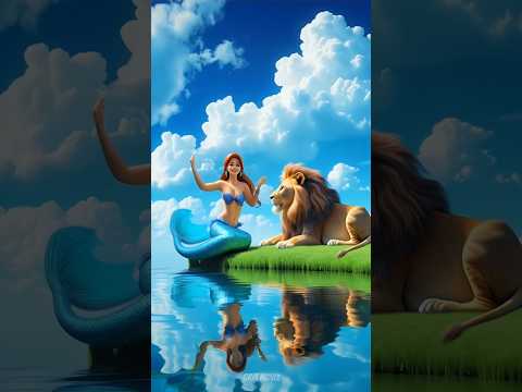 A lion saved a beautiful mermaid ๐ฅ|| #shorts #animals #ytshorts