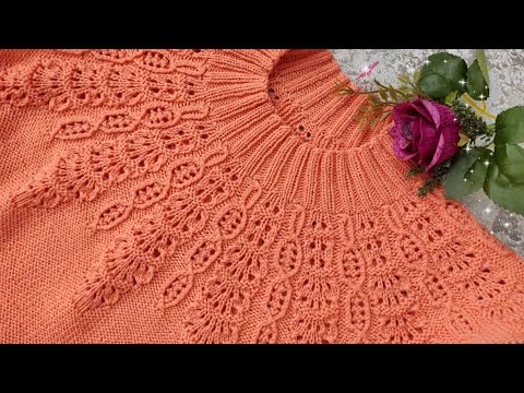 Анонс моей новой работы! Вяжу джемпер с ажурной кокеткой спицами.