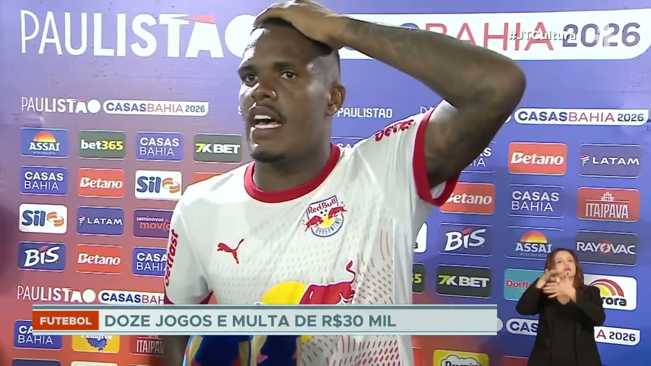 Zagueiro do Bragantino é suspenso por 12 jogos após falas machistas contra árbitra