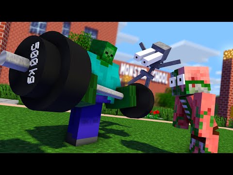 Monsters & Herobrine: FITNESS AND TRAINING CHALLENGE - Minecraft Animation