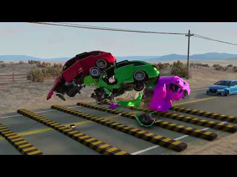 Cars vs Cube Speed Bumps, Water Pipe Challenge in BeamNG Drive #8