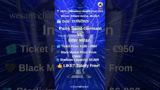 🔥 UEFA Champions League Final 2025 | PSG vs Inter Milan | Match Info & Ticket Prices!