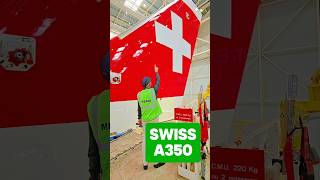 SWISS A350 bei Airbus in Toulouse ist bald fertig und so sieht das Flugzeug gerade aus.