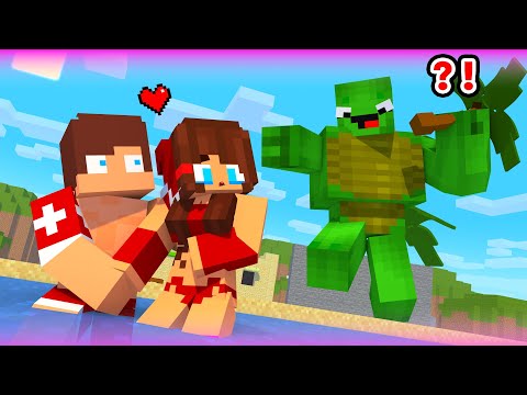 JJ Became a Lifeguard VS Mikey Giant Security Summer Vacation - Maizen Minecraft Animation