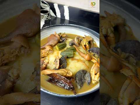 Authentic Ghanaian light soup with fufu