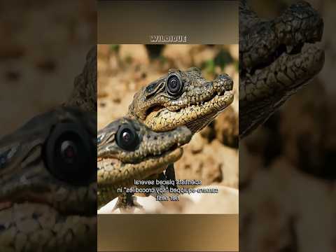 The bird couple protects baby crocodiles
