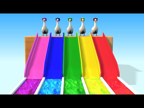 5 giant goose slide. Paint Animals Elephant Gorilla Sheep Cow Chicken. Animals for kids