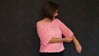 Blusa top down fofura em crochê