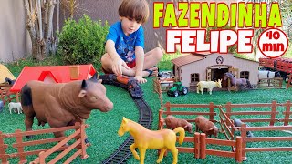 Fazendinha de Brinquedo Felipe Canopf - Os melhores vídeos com Vaca Boi Cavalo Trem - Cow Toy Farm