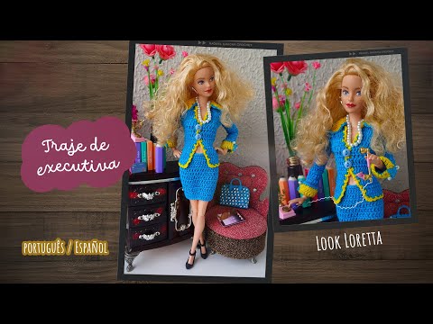 Roupa de executiva em crochê para bonecas 💼 Loretta