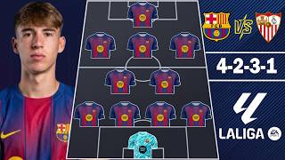 ⚽ BARCELONA VS SEVILLA 🔥 BARCELONA PREDICTED LINEUP (4-2-3-1) LA LIGA JORNADA 28 (25/26)