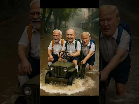 Trump Saves Putin & Modi’s Jeep But They Leave Him Behind! 😱😂 | #funny #modi #shorts #viral #ai